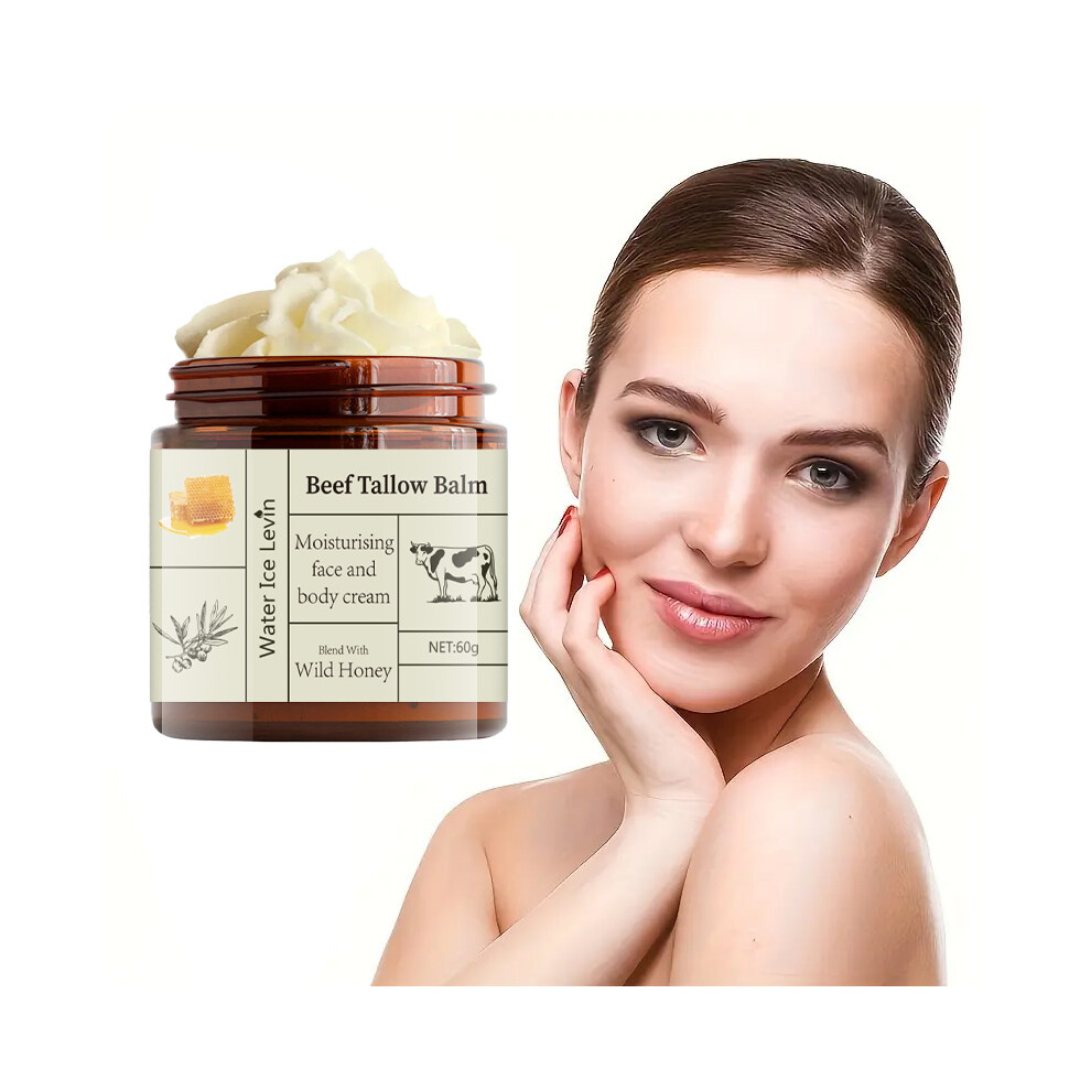 Cream (One Bottle, 60G) 60G Beef Tallow Deeply Moisturizing, Brightening, Anti-Wrinkle, Grass-Fed Beef Butter, Wild Honey, Facial And Body Lotion