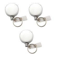 6 Pack Heavy Duty Retractable Badge Holder Reel,Metal ID Badge Holder with Belt Clip Key Ring Silver