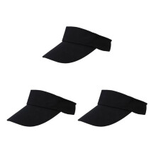 3X Uomo Donna Nera Spiaggia Tennis Nuova Visiera Regolabile Sole del Cappello di Sport