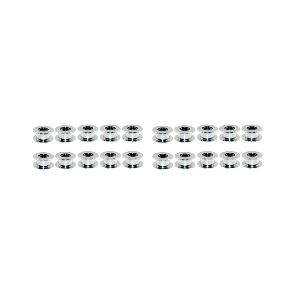 Gt2 20 Toothless Bore 5Mm Aluminum Timing Belt Idler Pulley For 3D Printer 6Mm Width Timing Belt (Pack Of 20Pcs) 4713390283590