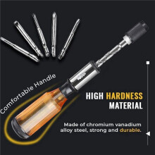 2X Push Pull Ratchet Screwdriver Set 5 in 1 Screwdriver Bit Set Sleeve Driver Bit-Holder Ratchet Socket Screw Kit Brown