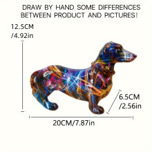 (Doodle Dog) 1pc, a Creative Colorful Dachshund Resin Statue, Modern Art Sculpture, Suitable for Bookshelves, Living Rooms, Office Cabinets