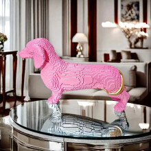 (Pink Dachshund) 1pcCollectible FigurinesBlock-Shaped Dachshund Statue, Home Decoration for the Living Room