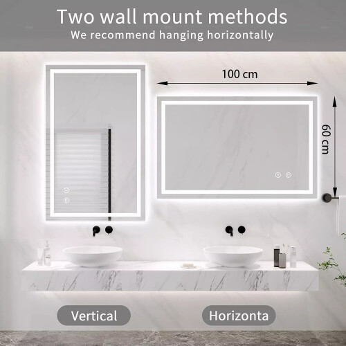 (600*1000mm) Bathroom Mirror with LED Lights Illuminated 1