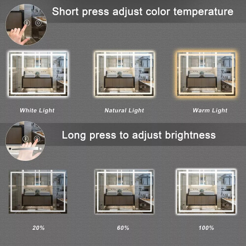 (600*1000mm) Bathroom Mirror with LED Lights Illuminated 2
