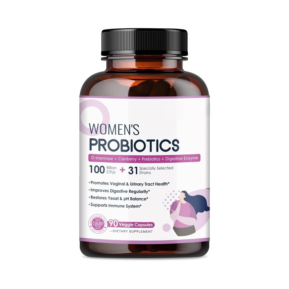 (1pc) Probiotics for Women,100 Billion CFUs Probiotic with Digestive Enzymes & Prebiotics,pH Balance,90 Veggie Capsules
