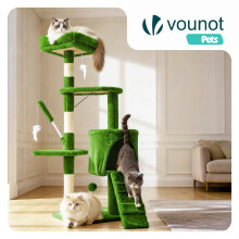 VOUNOT Cat Tree with Scratching Posts Multi - Level Cat Activity 112cm Green