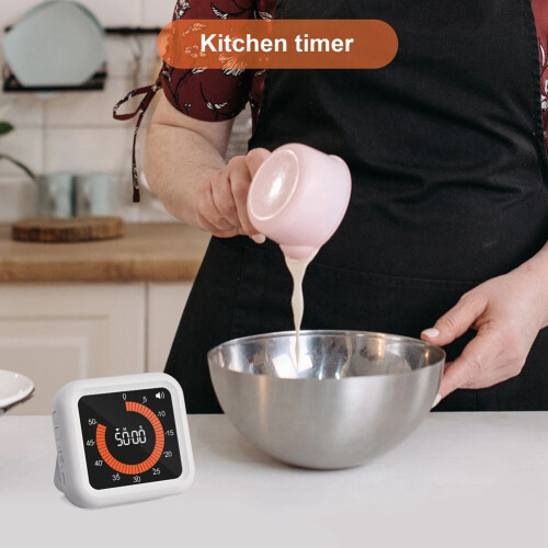 LCD Digital Kitchen Timer High Brightness Countdown Clock with 4 Alert Modes for Cooking, Baking Studying and Sports-A