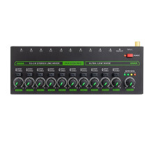 Professional 10 Channel Sound Mixer Low Noise LED Sound Mixer with RGB Light for Sub-Mixing Stereo Switcher US Plug