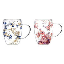 2pcs High-Value Double-Walled Glass Cup with Starry Sky Design, Suitable for Milk, Coffee, and Other Uses.