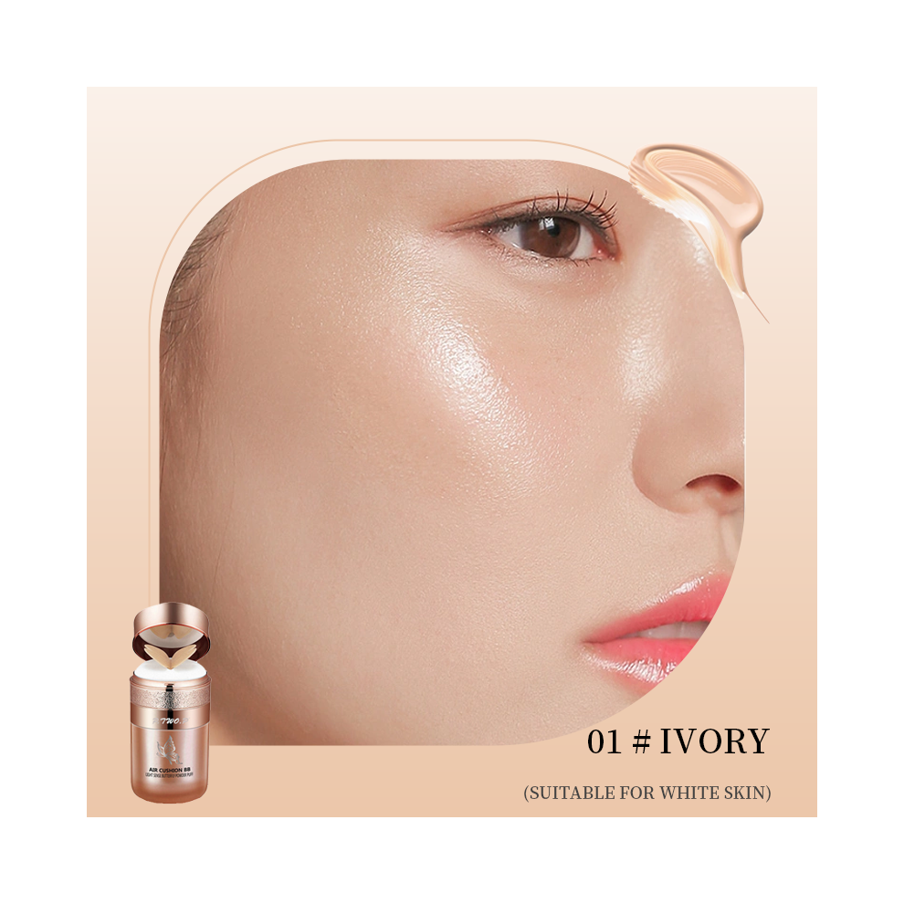Ivory/Cream (01 ) Air Cushion Bb Moisturizing Foundation Concealer Whitening Oil-Control Waterproof Butterfly Powder Puff Makeup Cosmetics