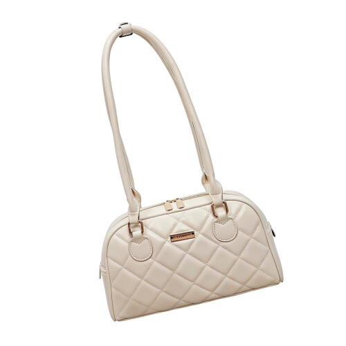 Spacious Quilted Bag With Comfortable Strap Practical-Beige
