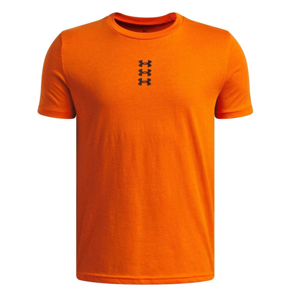 Under Armour (7-8 Years, Orange/Black) Childrens/Kids Performance Triple Logo Basketball T-Shirt Black