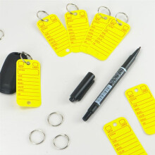 PVC Tags with Labels and Rings, Car Key Tags for Organization, Identifiers, and Luggage Tags with Markers 500PCS Yellow