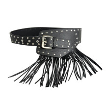 Stylish Hip Scarf Adjustable PU Fringe Belt For Men Women-Black