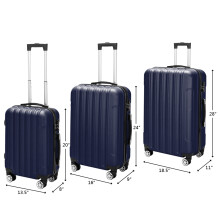 3 PCS Luggage Set for Family Travel Oversea Travel Lightweight Durable Suitcase with 360° Rubber Spinner Wheels Telescopic Handle