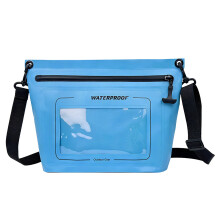 Transparent Rainproof Handheld Bag Allows Phone Use-Blue