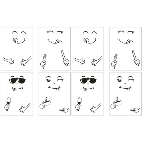 8Pcs PVC Fridge Cartoon Stickers Assorted Color Decorative Decals