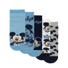 (9 UK Child-12 UK Child, Blue) Disney Boys Mickey Mouse Calf Socks (Pack of 5)