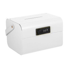 Piggy Bank for Kids 5-12 Years Old,Portable Kids Safe Bank with Code,Small Cash Box with Combination Lock White