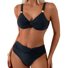 High Waist Bathing Suit Set Two Piece Swimsuit Quick-Black XL