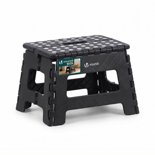 VOUNOT  Folding Step Stool, Anti-Slip Folding Stool, 32x25x22 cm, Black
