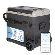 Igenix 60L Portable Fridge Freezer Black, App Control, Digital Display, Wheels & Handle, 12V 240V Solar Compatible, IGBF03667B