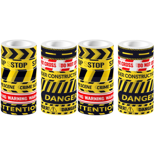 24Rolls DIY Multi Color Warning Slogan Tape Set for Journaling