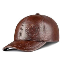 (Adjustable 56 60cm, Brown) Winter Man For Leather Cowhide Baseball Caps  Male Casual Cowhide Belt Ear Warm 56-60 Adjustable Sprot Flight Hat