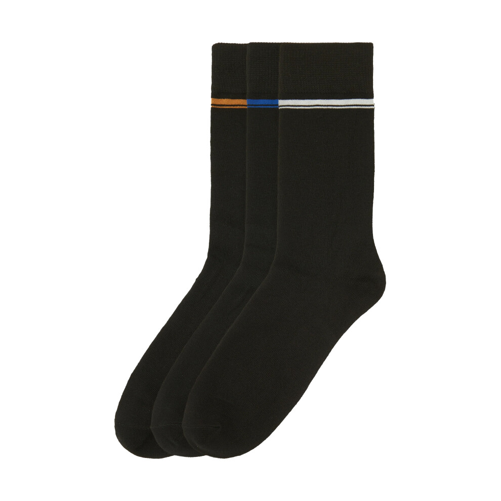 Ben Sherman (7 Uk-11 Uk, Black) Mens Stripe Bamboo Socks (Pack Of 3)