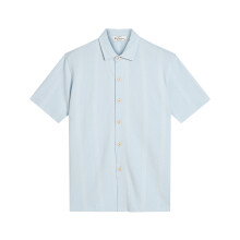 (S, Powder Blue) Ben Sherman Mens Vertical Pique Textured Shirt
