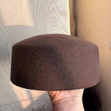 (M 54-58cm, Pillbox brown) Retro Flight Attendant Ball Hat Women's 100% Wool Felt Beret Party Charming Hat Wedding Cocktail Party Medicine Box Hat