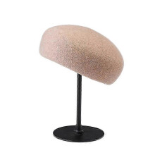 (M 54-58cm, Dome mocha) Retro Flight Attendant Ball Hat Women's 100% Wool Felt Beret Party Charming Hat Wedding Cocktail Party Medicine Box Hat