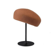 (M 54-58cm, Dome khaki) Retro Flight Attendant Ball Hat Women's 100% Wool Felt Beret Party Charming Hat Wedding Cocktail Party Medicine Box Hat