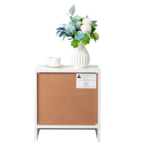 Large Drawer Bedside Chest Space-Saving Storage Large Side Table Minimal Smooth Modern Bedroom Nightstand Unit White 1