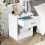 Large Drawer Bedside Chest Space-Saving Storage Large Side Table Minimal Smooth Modern Bedroom Nightstand Unit White 10