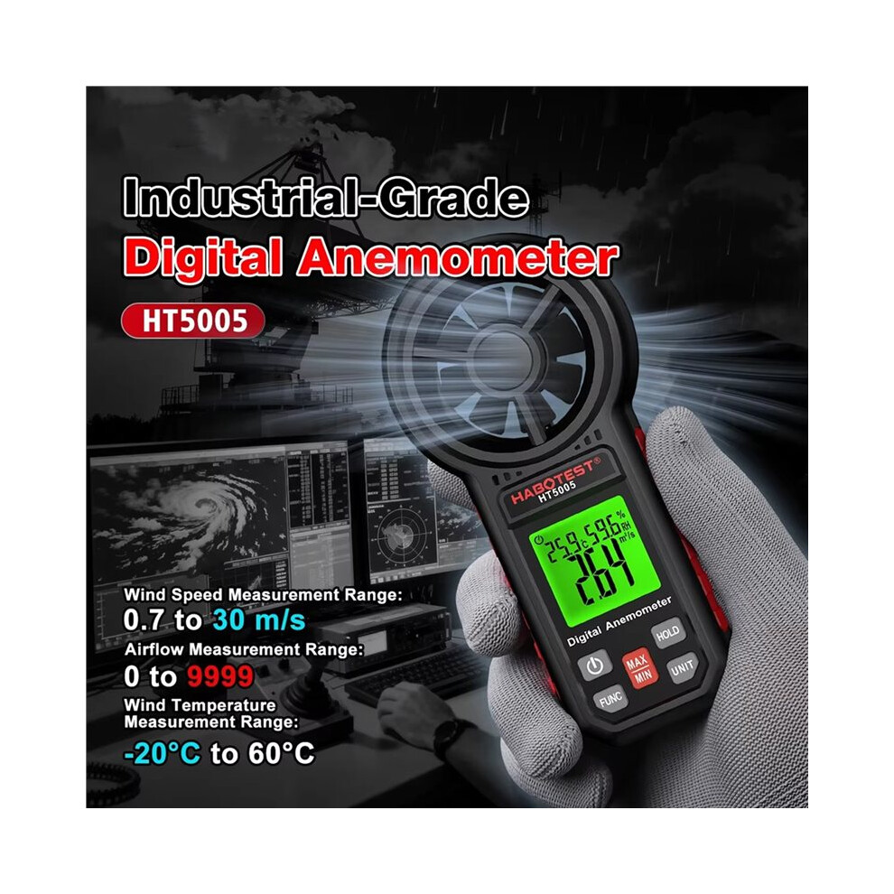Habotest Ht5005 Digital Anemometer High-Precision Bear Measures Air Temperature Cfm Cmm Max Min Data Hold Measur Tool 6032031502059