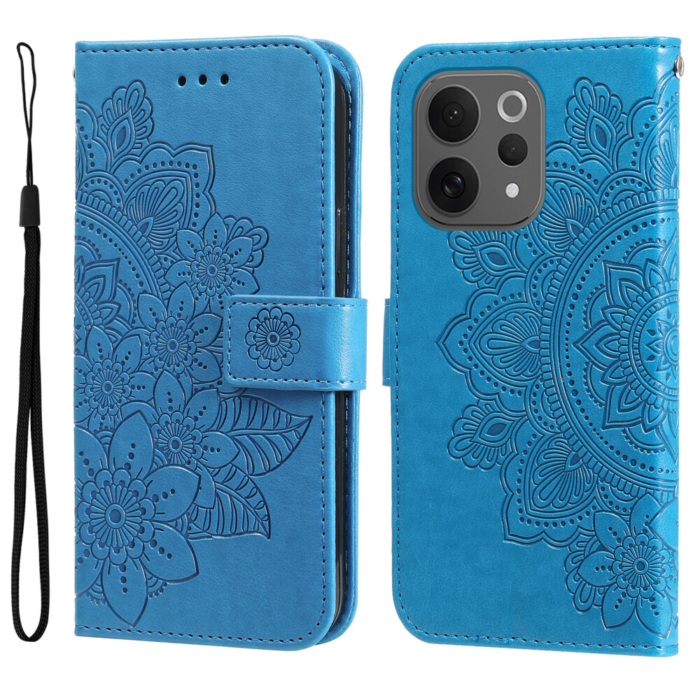 (Blue) For Vivo S50 5G / Vivo V70 5G Case Floral Pattern Pu Leather Wallet Stand Phone Cover Blue 6914293721990