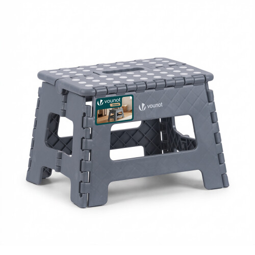 VOUNOT Folding Step Stool, Anti-Slip Folding Stool,32x25x22 cm Grey