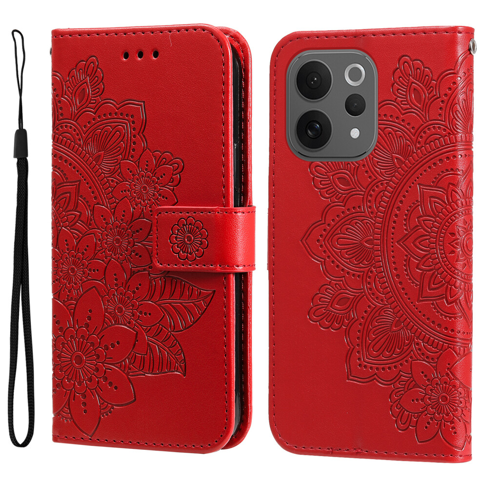 (Red) For Vivo S50 5G / Vivo V70 5G Case Floral Pattern Pu Leather Wallet Stand Phone Cover Red 6914297962245