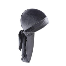 (Grey) Durag Cap Solid Color Ultra Soft Keep Warm Velvet Men Women Head Wrap With Long Tail For Winter/YY