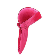 (Rose Red) Durag Cap Solid Color Ultra Soft Keep Warm Velvet Men Women Head Wrap With Long Tail For Winter/YY