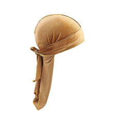 (Khaki) Durag Cap Solid Color Ultra Soft Keep Warm Velvet Men Women Head Wrap With Long Tail For Winter/YY