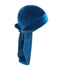 (Cyan) Durag Cap Solid Color Ultra Soft Keep Warm Velvet Men Women Head Wrap With Long Tail For Winter/YY