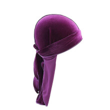 (Purple) Durag Cap Solid Color Ultra Soft Keep Warm Velvet Men Women Head Wrap With Long Tail For Winter/YY