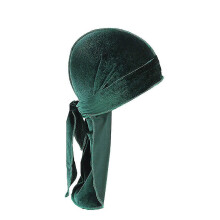 (Green) Durag Cap Solid Color Ultra Soft Keep Warm Velvet Men Women Head Wrap With Long Tail For Winter/YY