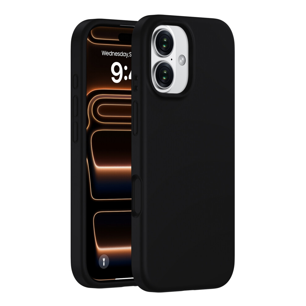 (Black) For Iphone 17 Case Pc + Liquid Silicone Anti-Scratch Lining Phone Cover Black 6914297260068