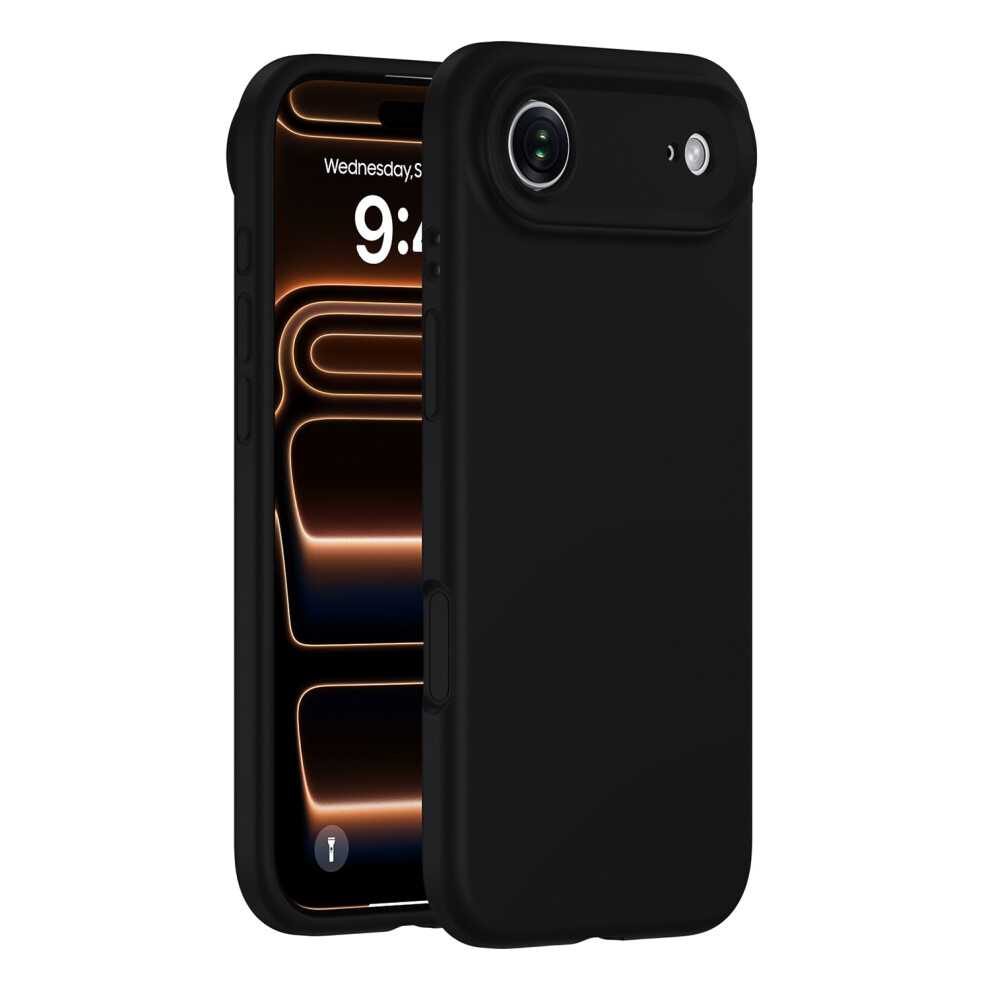 (Black) For Iphone Air Case Precision Fit Pc + Liquid Silicone Protective Phone Cover With Microfiber Lining Black 6914291998400