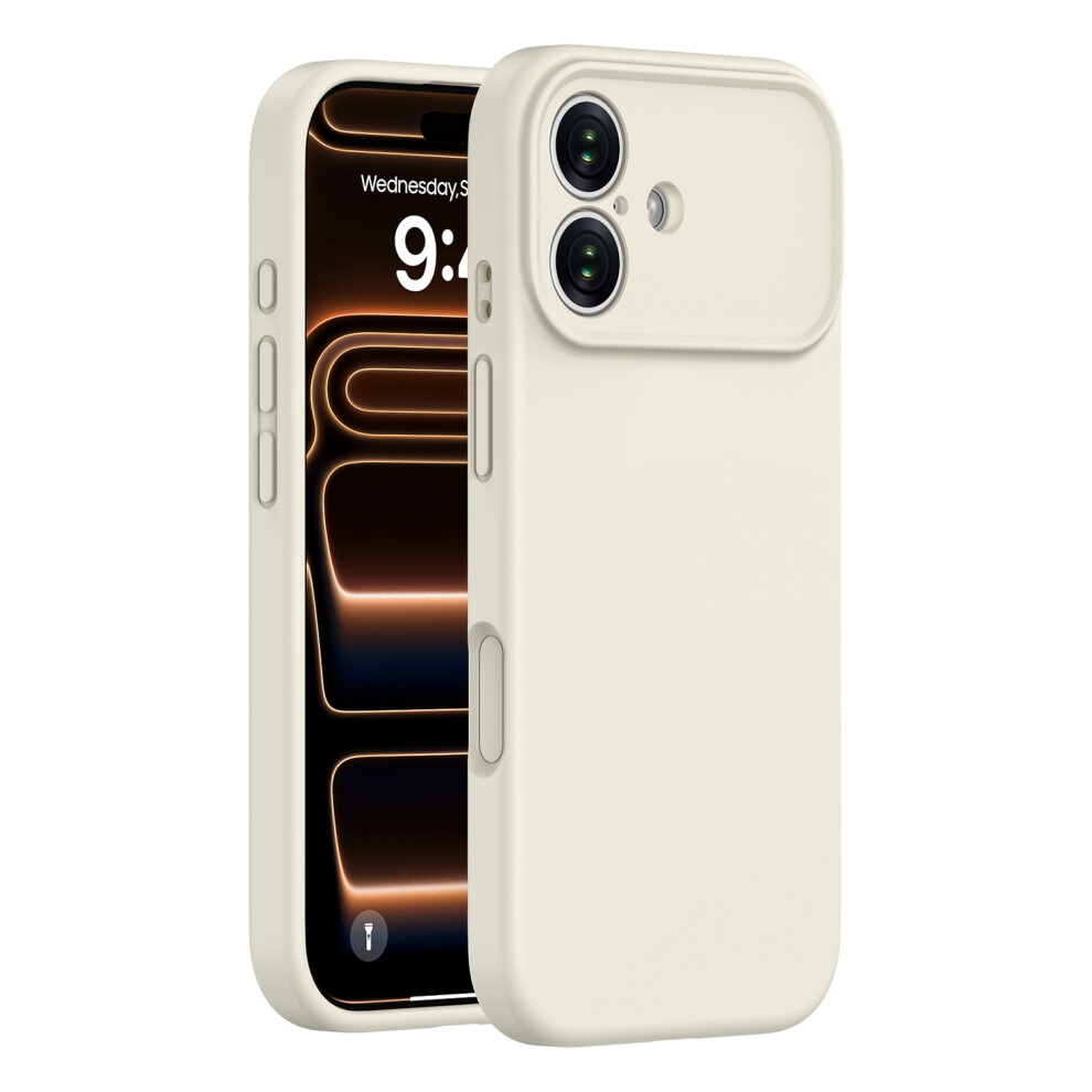 (Antique ) For Iphone 17 Case Precision Fit Pc + Liquid Silicone Protective Phone Cover With Microfiber Lining White 6914297070063