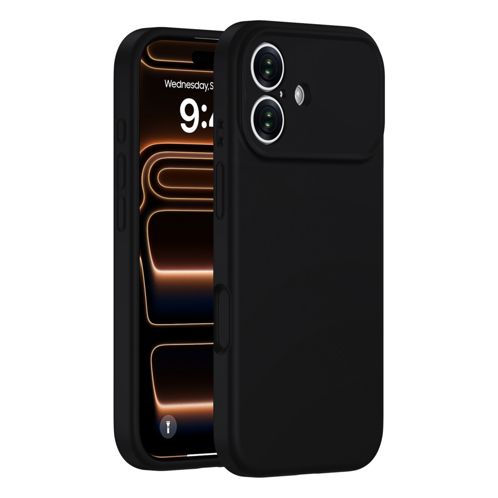 (Black) For Iphone 17 Case Precision Fit Pc + Liquid Silicone Protective Phone Cover With Microfiber Lining Black 6914294323810